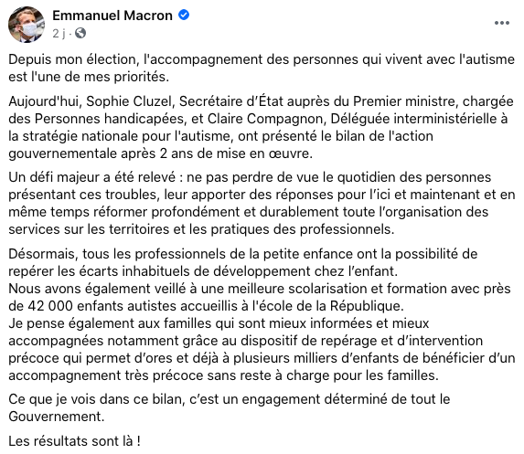 Le message du président sur les résultats des deux premières années de la stratégie nationale