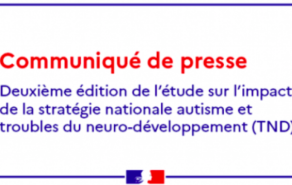 visuel du communiqué de presse annoncant la deuxieme édition de l'étude d'impact de la stratégie nationale autisme et troubles du neuro-développement (TND)