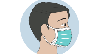 Illustration d'un enfant de profil portant un masque