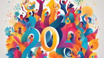 image générée par l'IA faisant apparaitre un visuel coloré pour l'année 2025